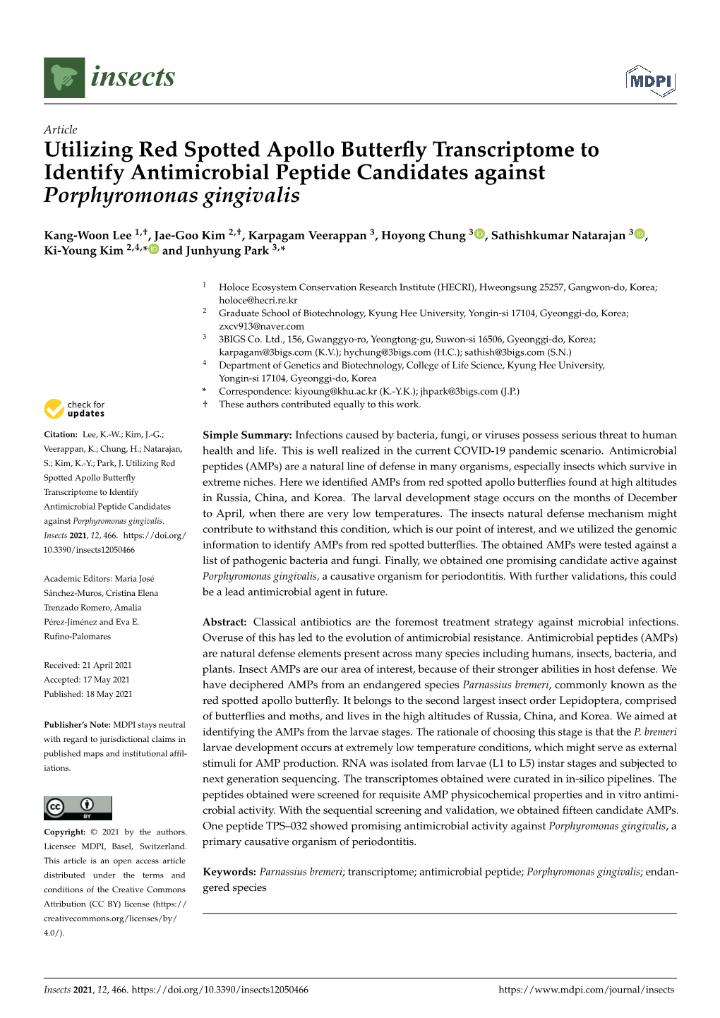 Utilizing Red Spotted Apollo Butterfly Transcriptome to Identify