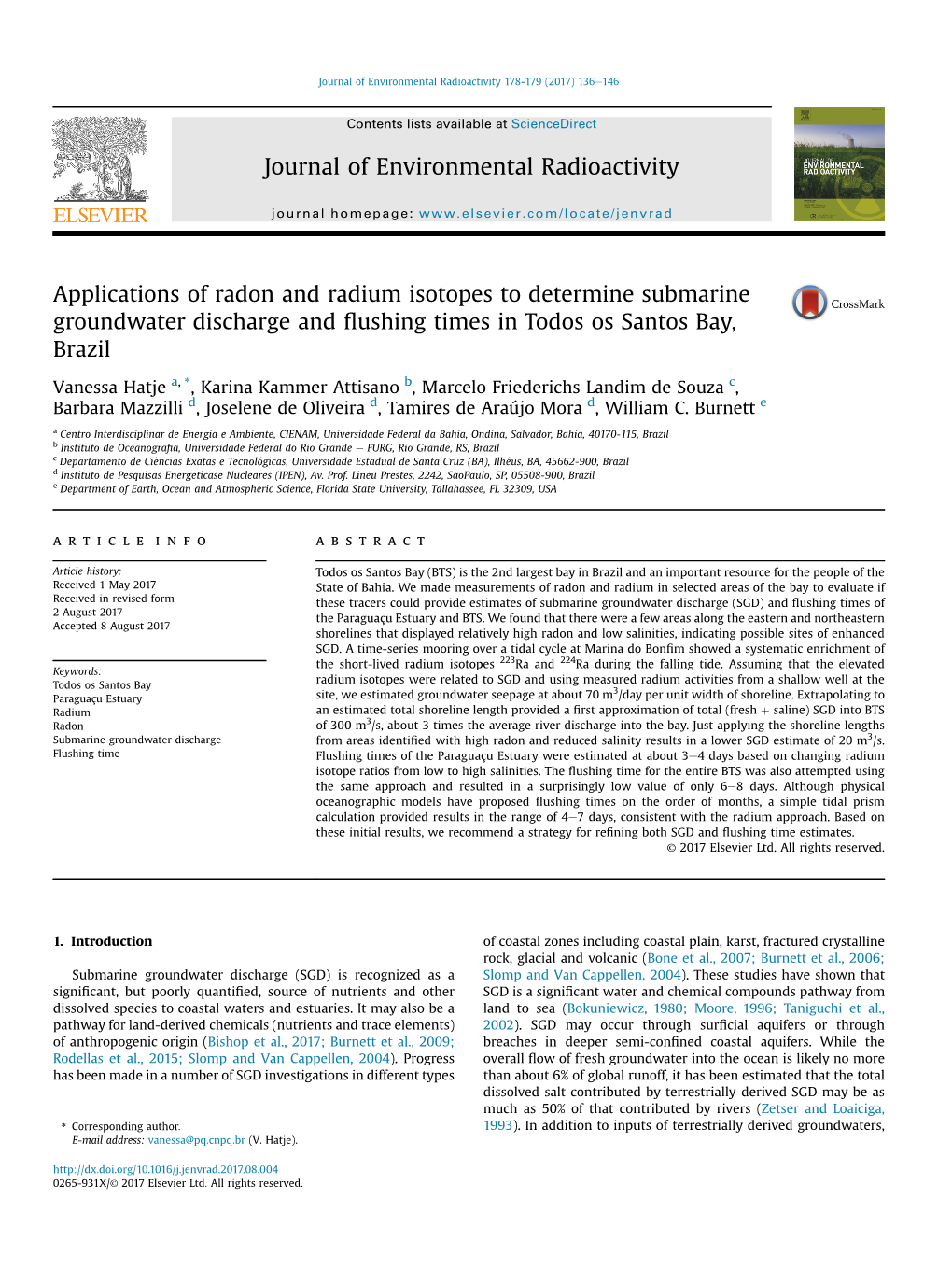 Journal of Environmental Radioactivity 178-179 (2017) 136E146