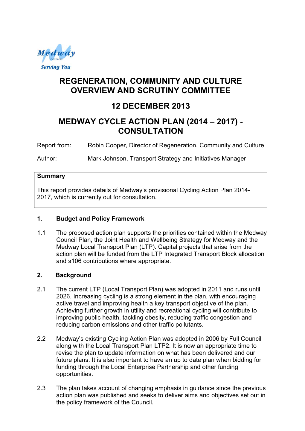 Medway Cycle Action Plan