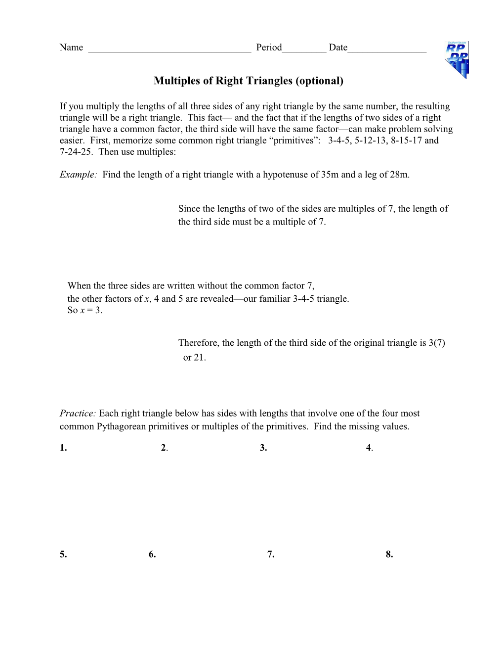 Multiples of Right Triangles (Optional)