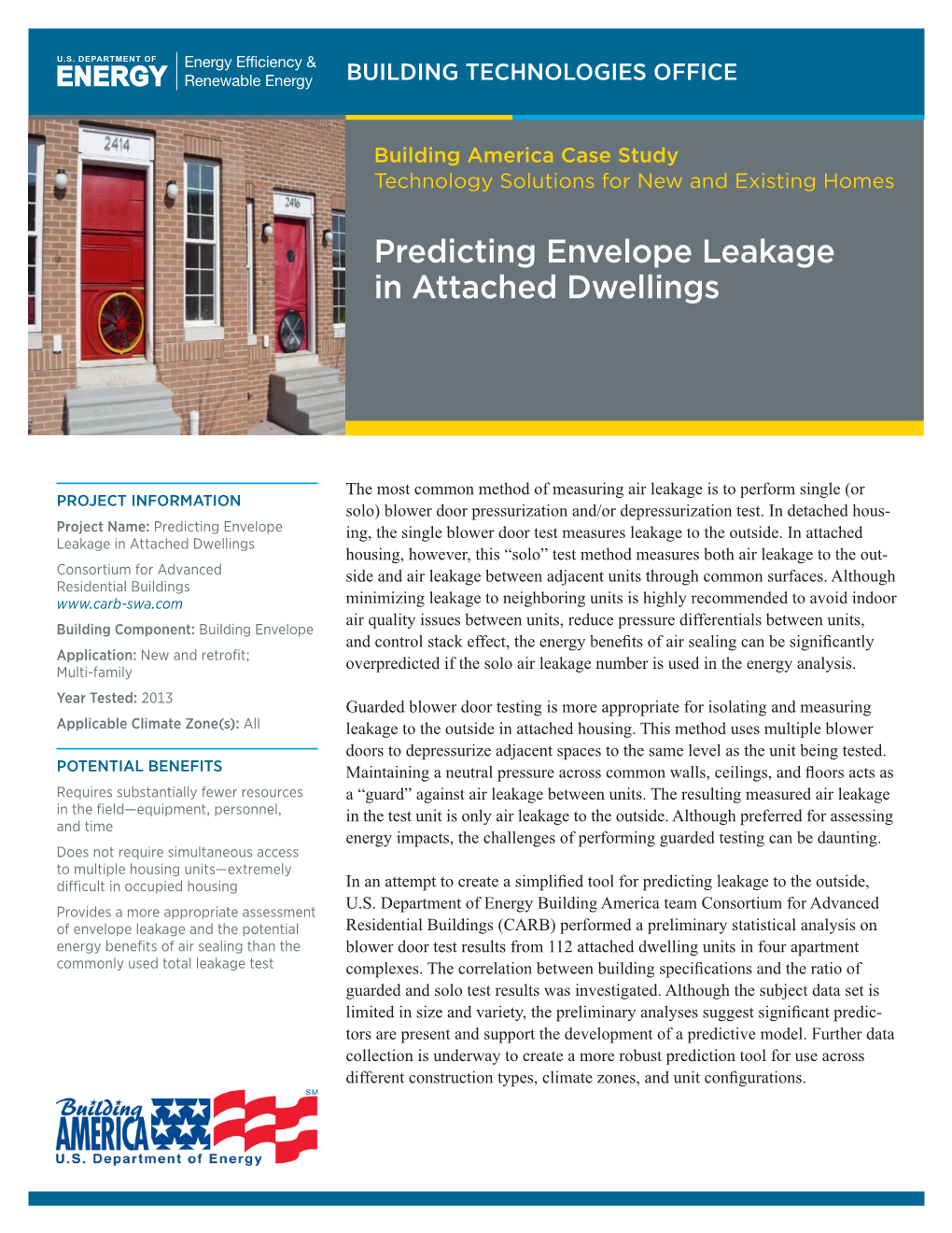 Predicting Envelope Leakage in Attached Dwellings