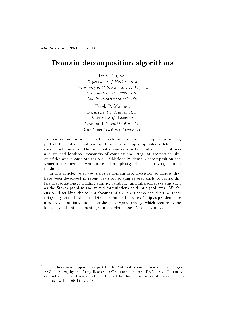 Domain Decomposition Algorithms