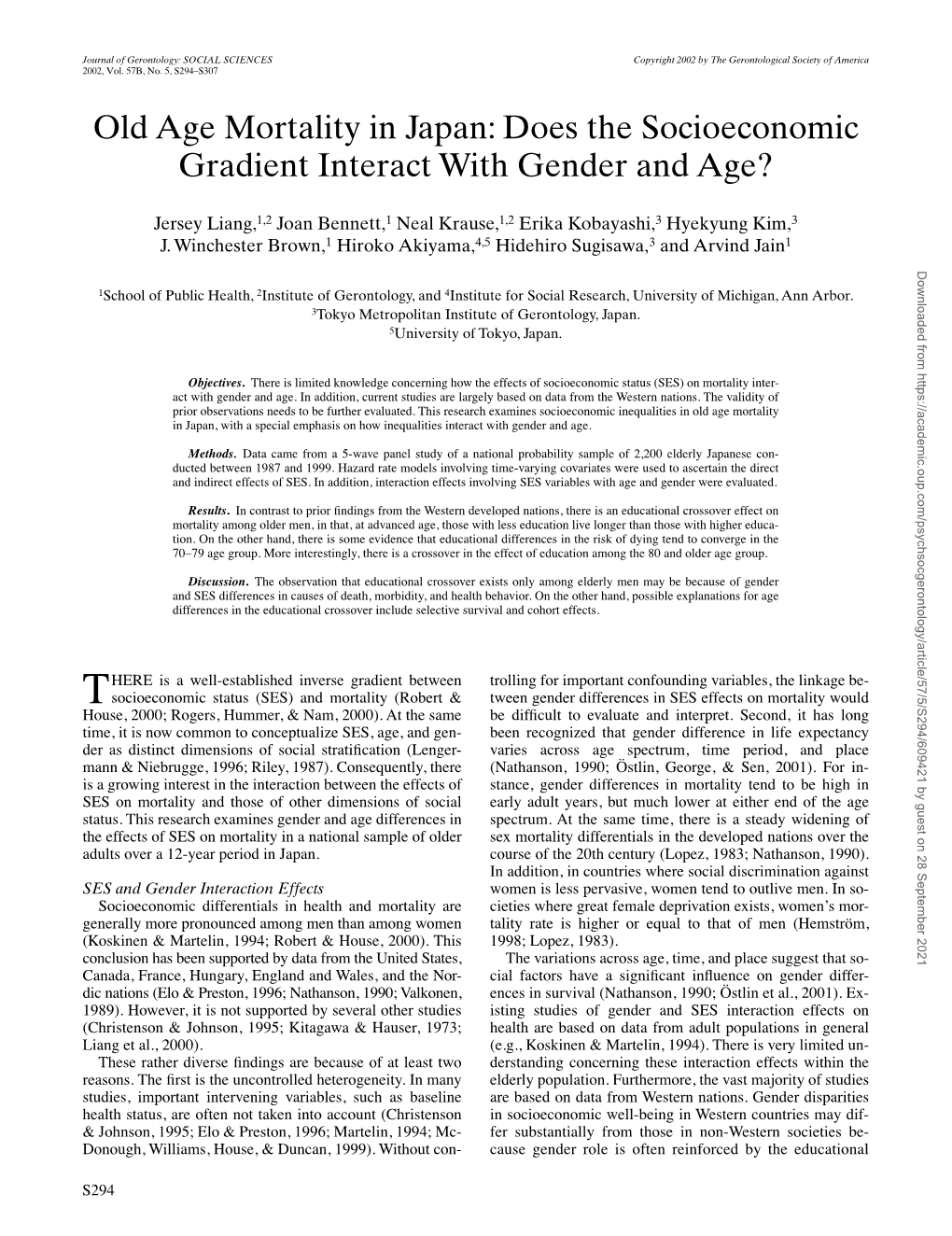 Old Age Mortality in Japan: Does the Socioeconomic Gradient Interact with Gender and Age?