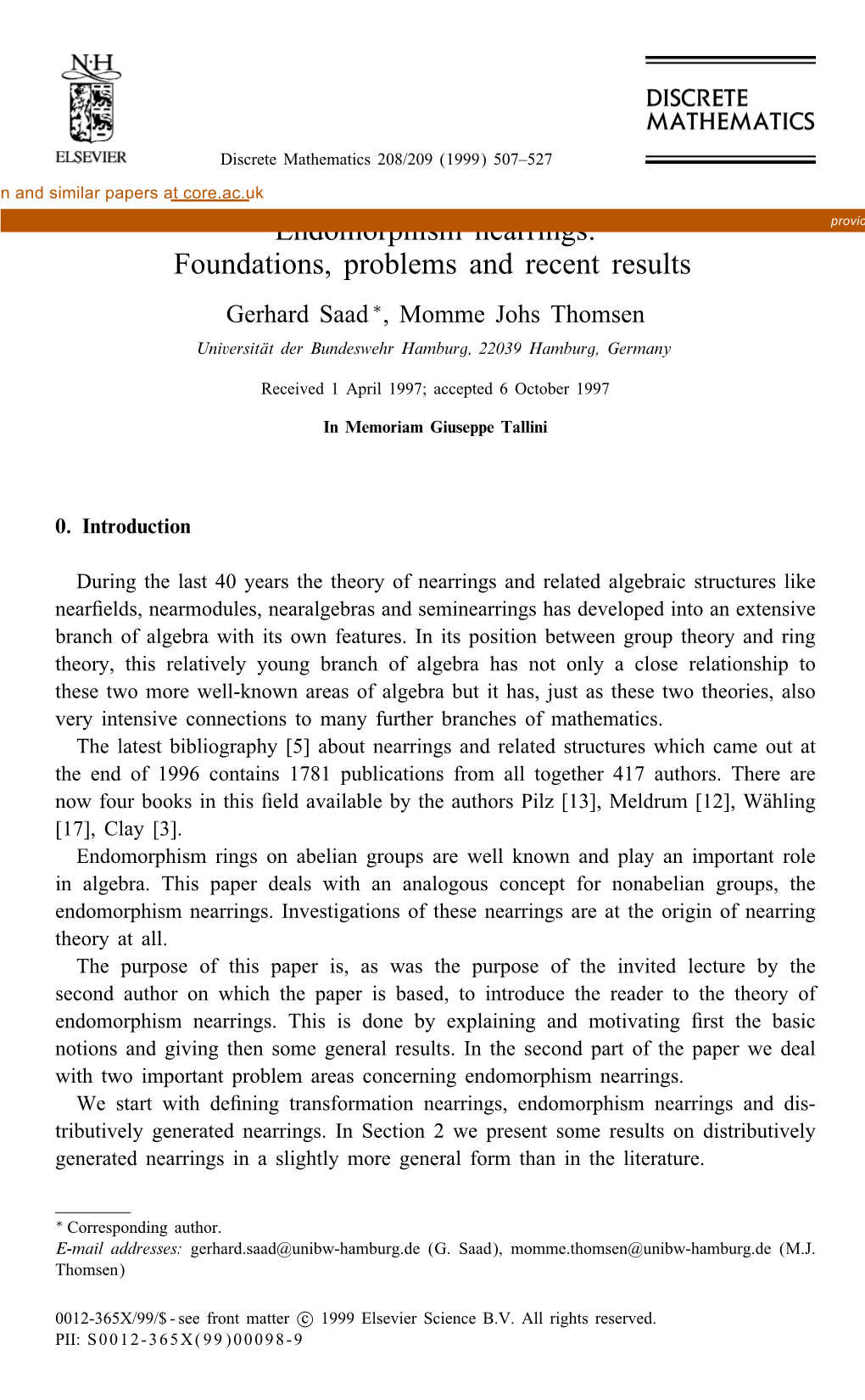 Endomorphism Nearrings