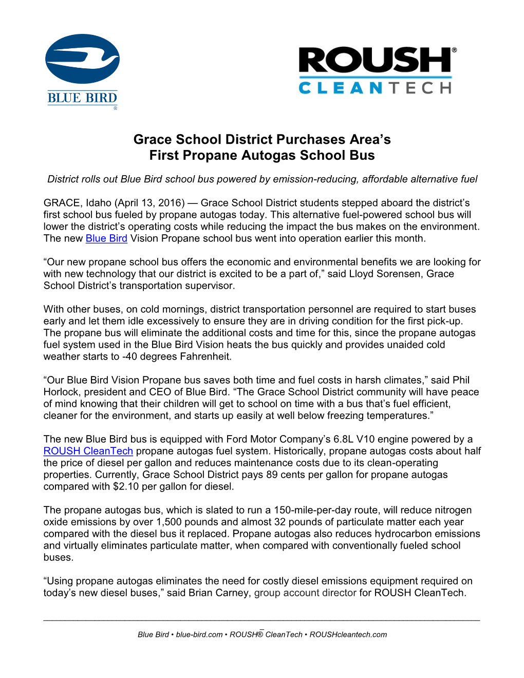 Grace School District Purchases Area's First Propane Autogas School