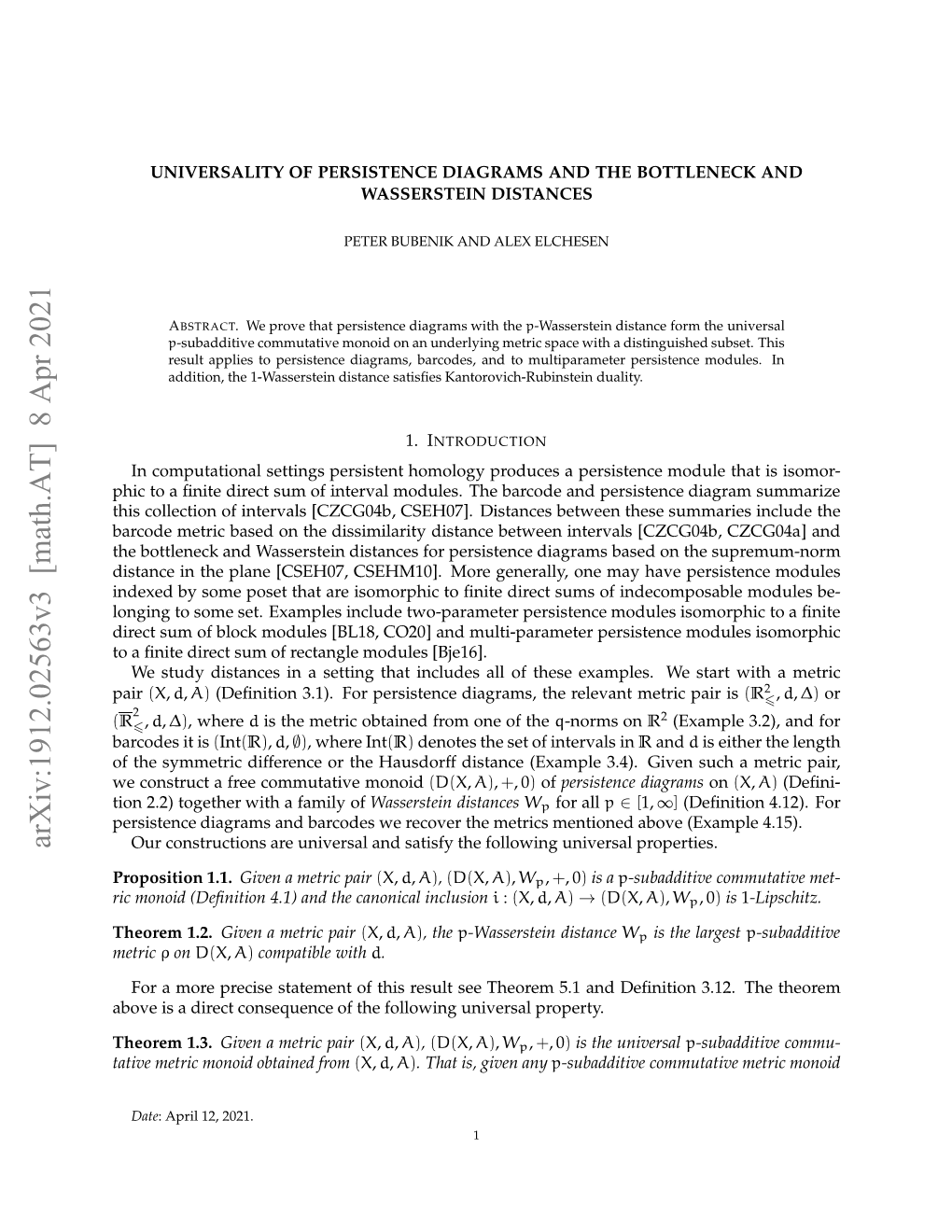 Arxiv:1912.02563V3 [Math.AT] 8 Apr 2021 Pair [Bje16]