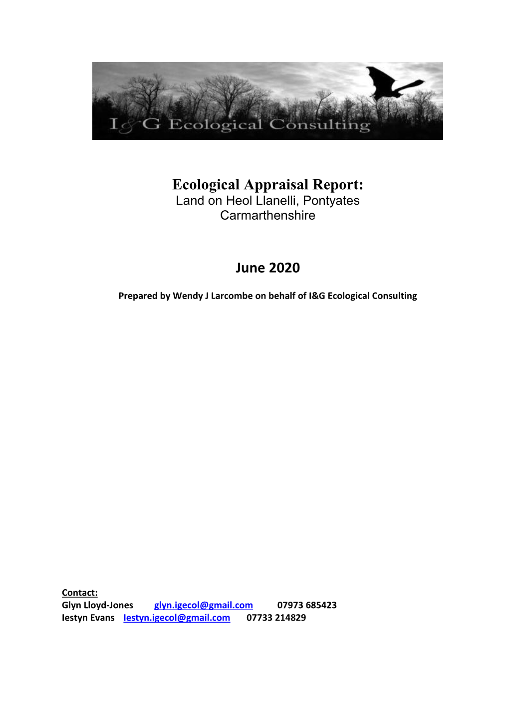 Ecological Appraisal Report: Land on Heol Llanelli, Pontyates Carmarthenshire