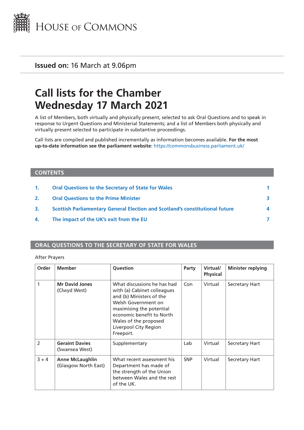 View Call Lists: Chamber PDF File 0.07 MB