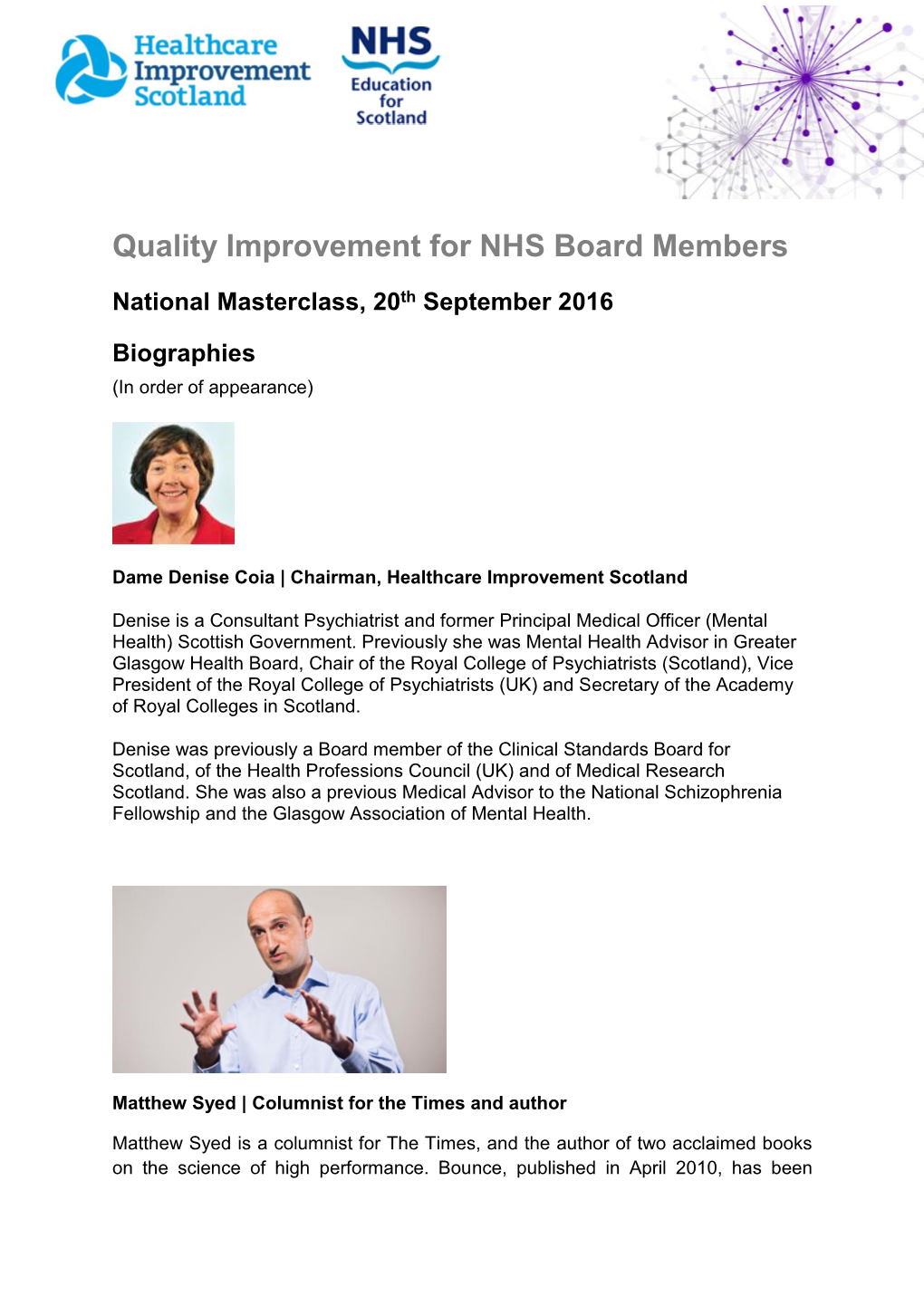 Quality Improvement for NHS Board Members