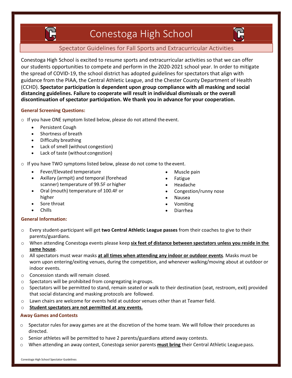 RHS Spectator Procedures 2020-2021