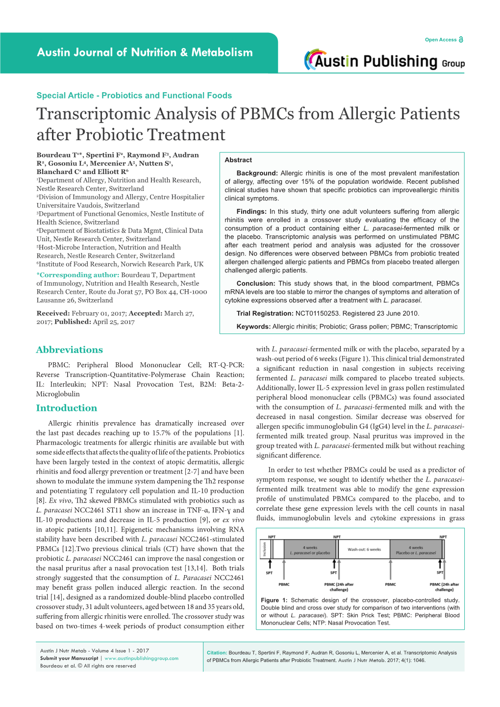 Transcriptomic Analysis of Pbmcs from Allergic Patients After Probiotic Treatment