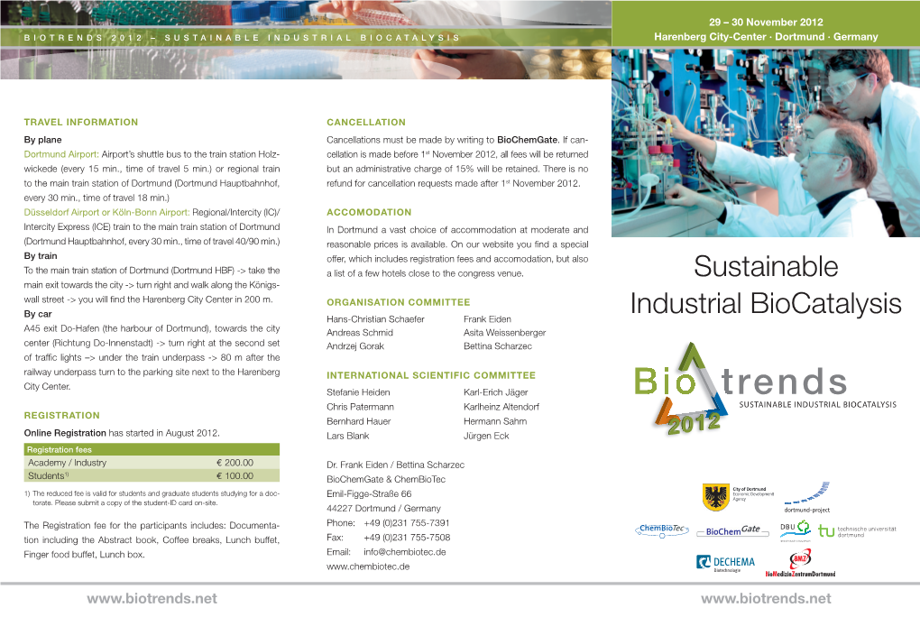 Sustainable Industrial Biocatalysis Harenberg City-Center · Dortmund · Germany
