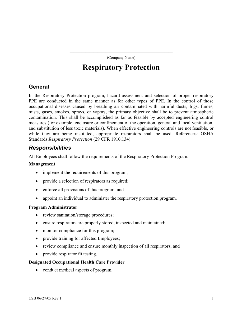 Respiratory Protection s1