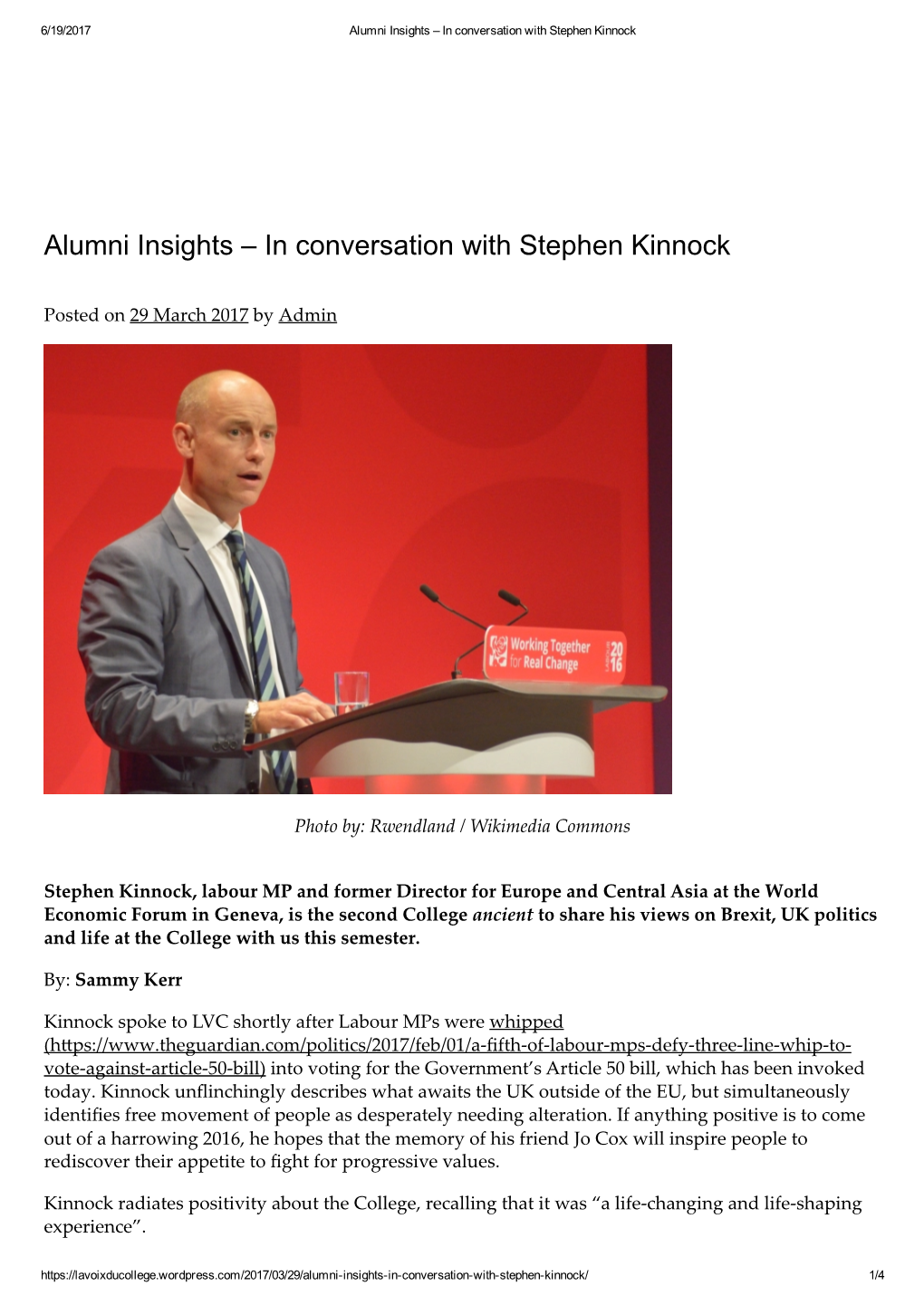 Alumni Insights – in Conversation with Stephen Kinnock