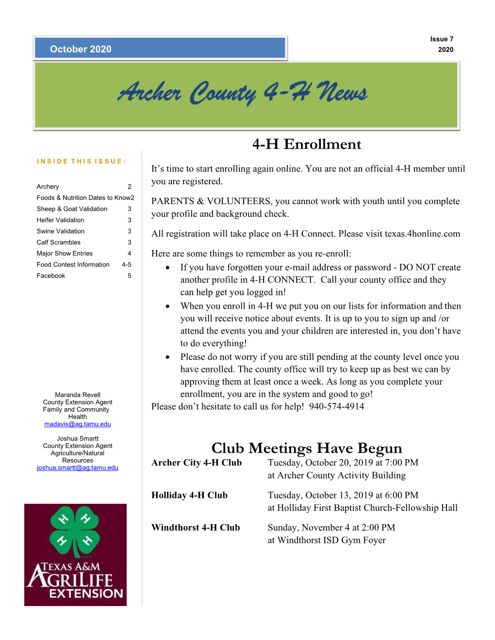 Archer County 4-H News