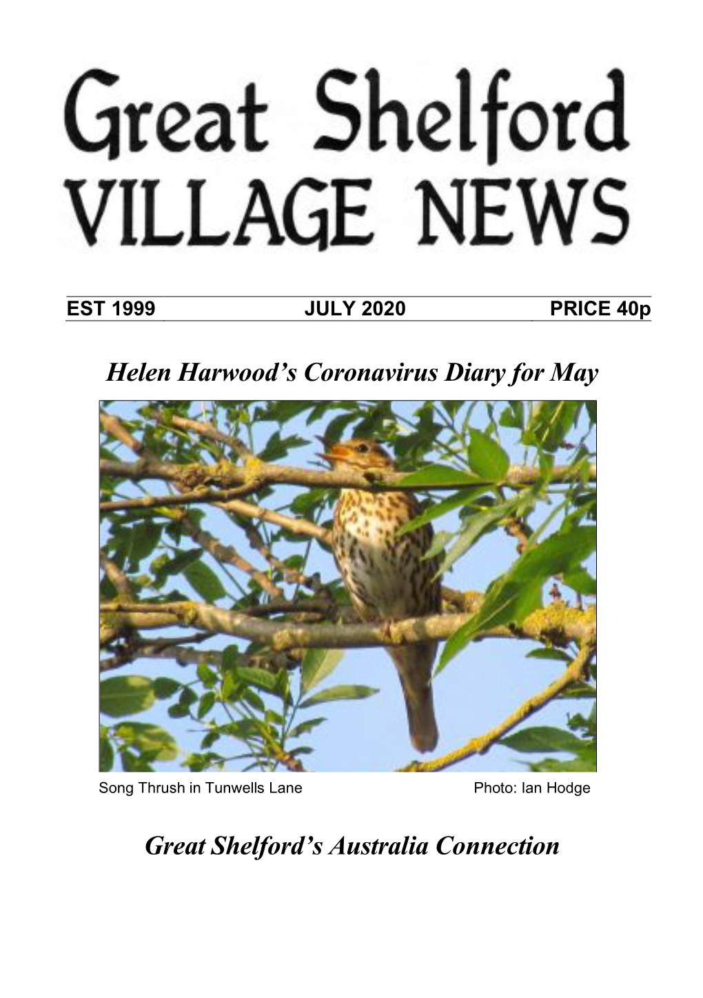 Helen Harwood's Coronavirus Diary for May Great Shelford's Australia