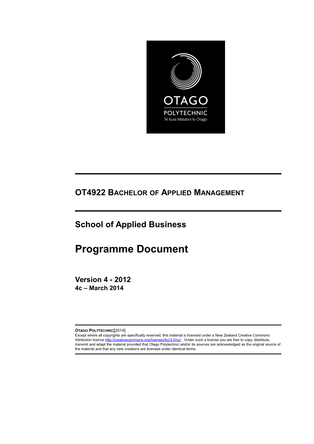 Bachelor of Applied Management Programme Document