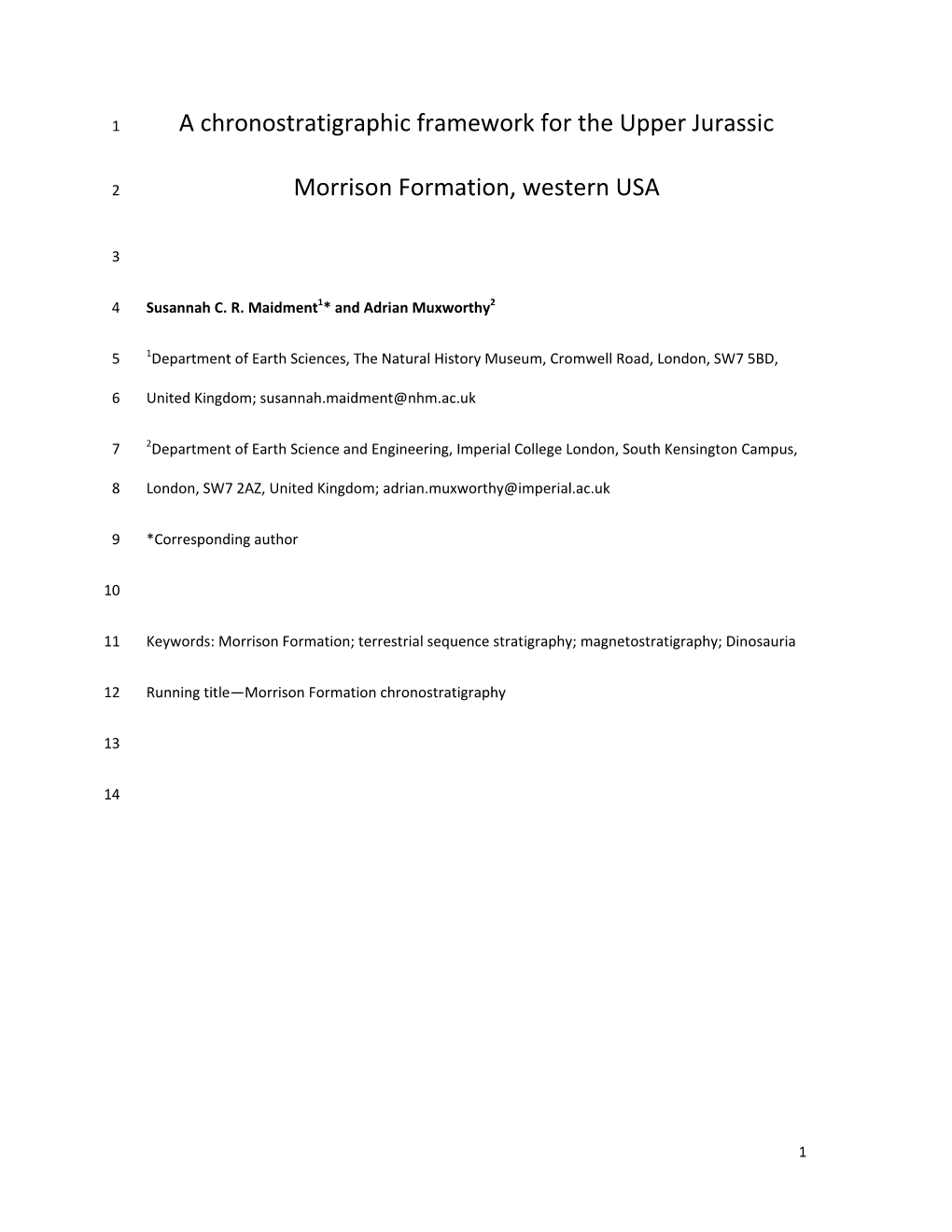 A Chronostratigraphic Framework for the Upper Jurassic Morrison