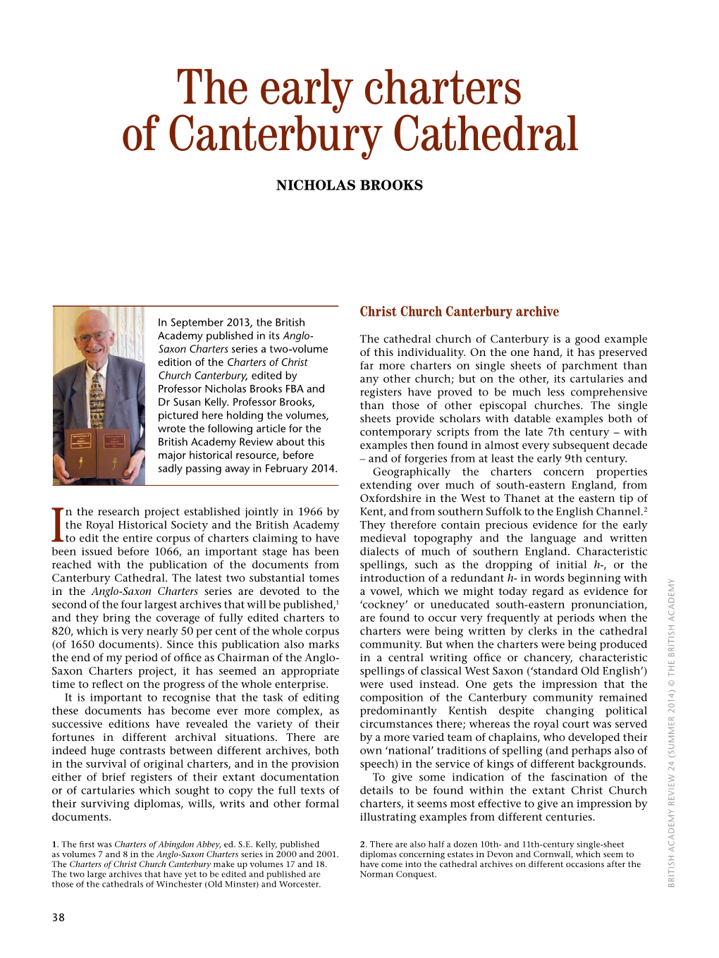 The Early Charters of Canterbury Cathedral