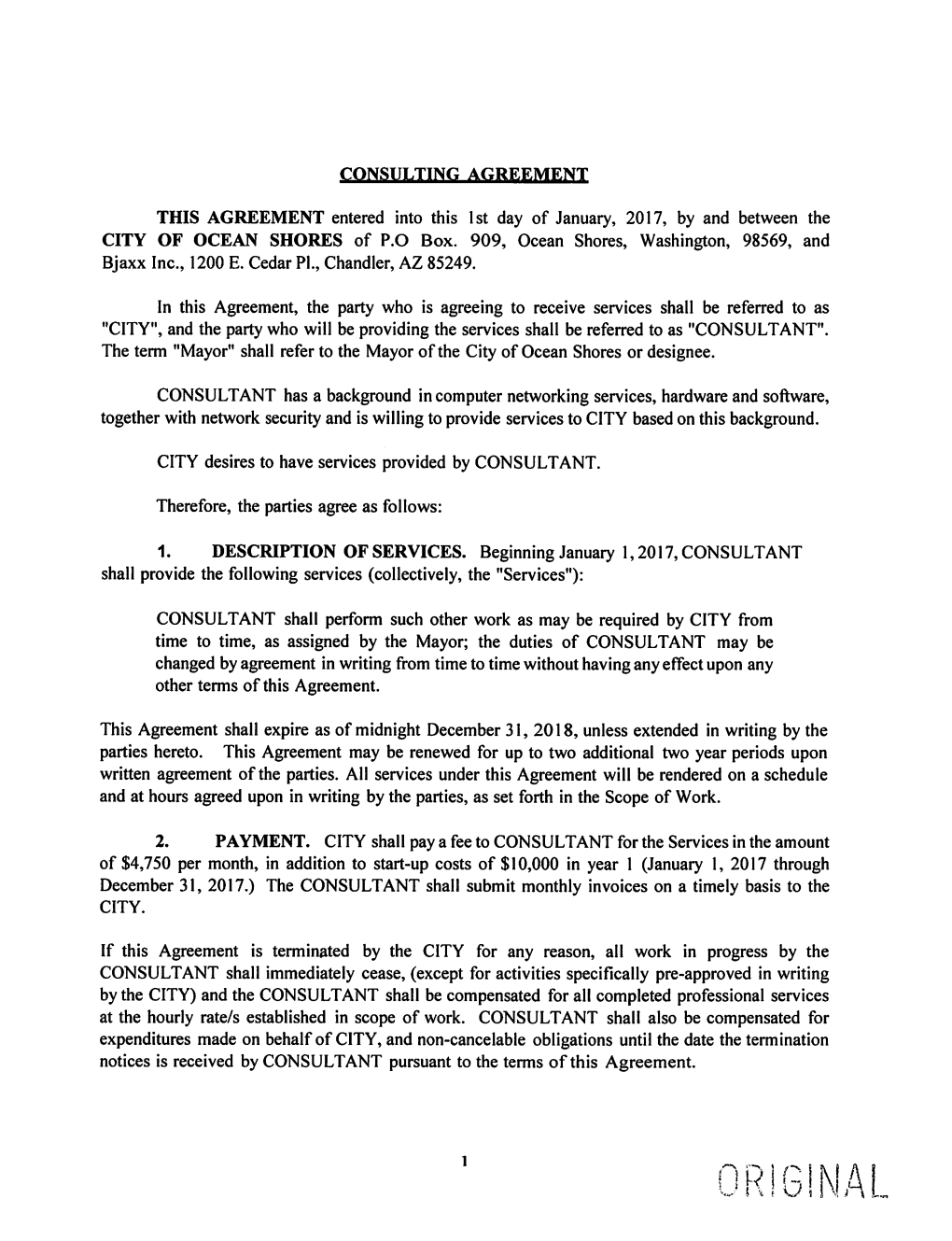 Bjaxx Consulting Agreement 01.01.2017