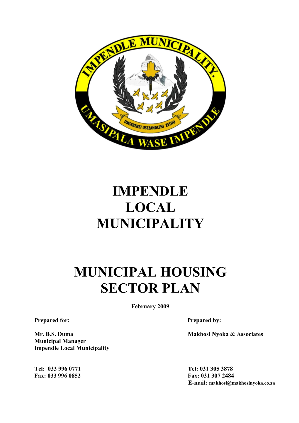 Impendle Municipal Housing Plan