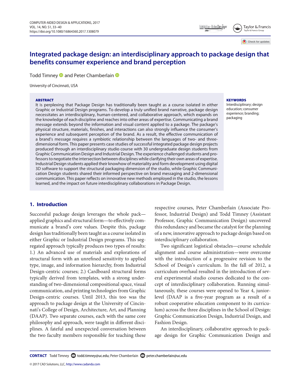 Integrated Package Design: an Interdisciplinary Approach to Package Design That Benefits Consumer Experience and Brand Perception