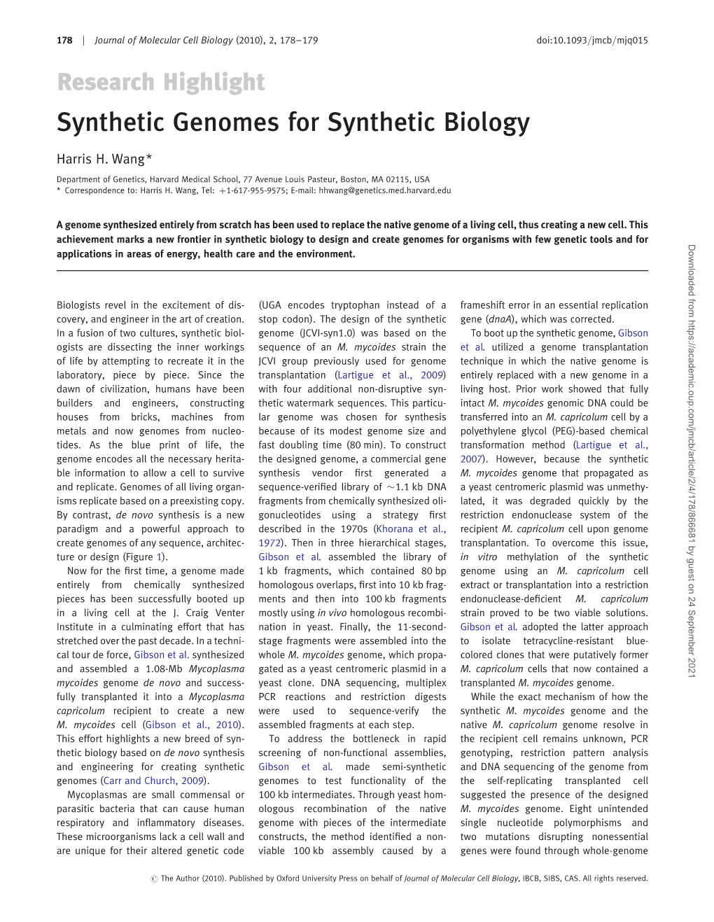 Synthetic Genomes for Synthetic Biology