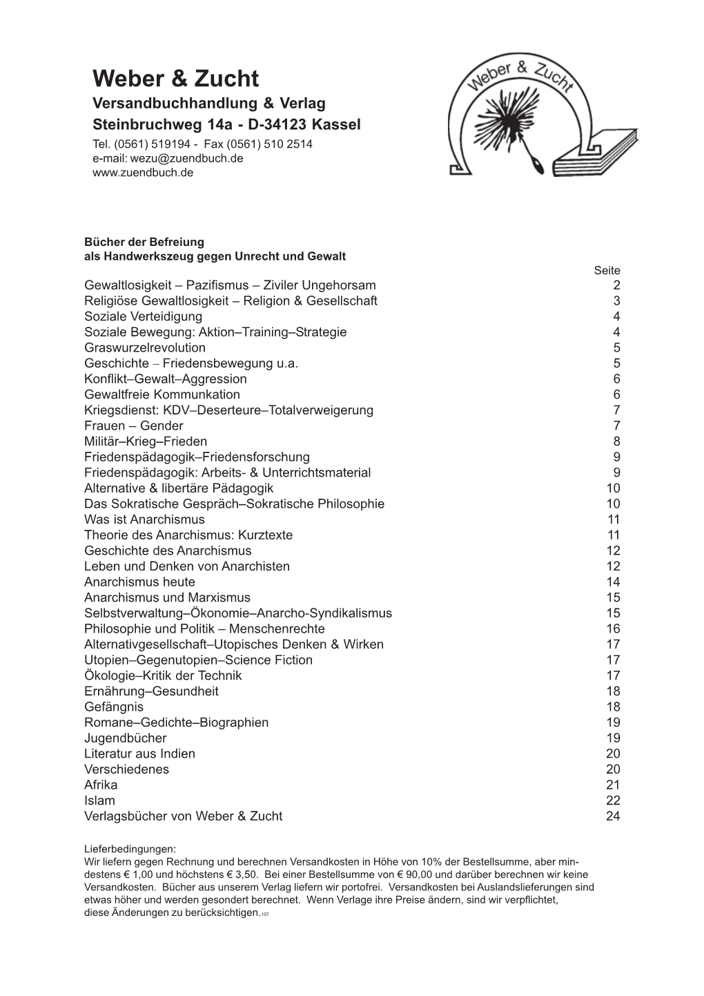 Weber & Zucht Versandbuch Katalog