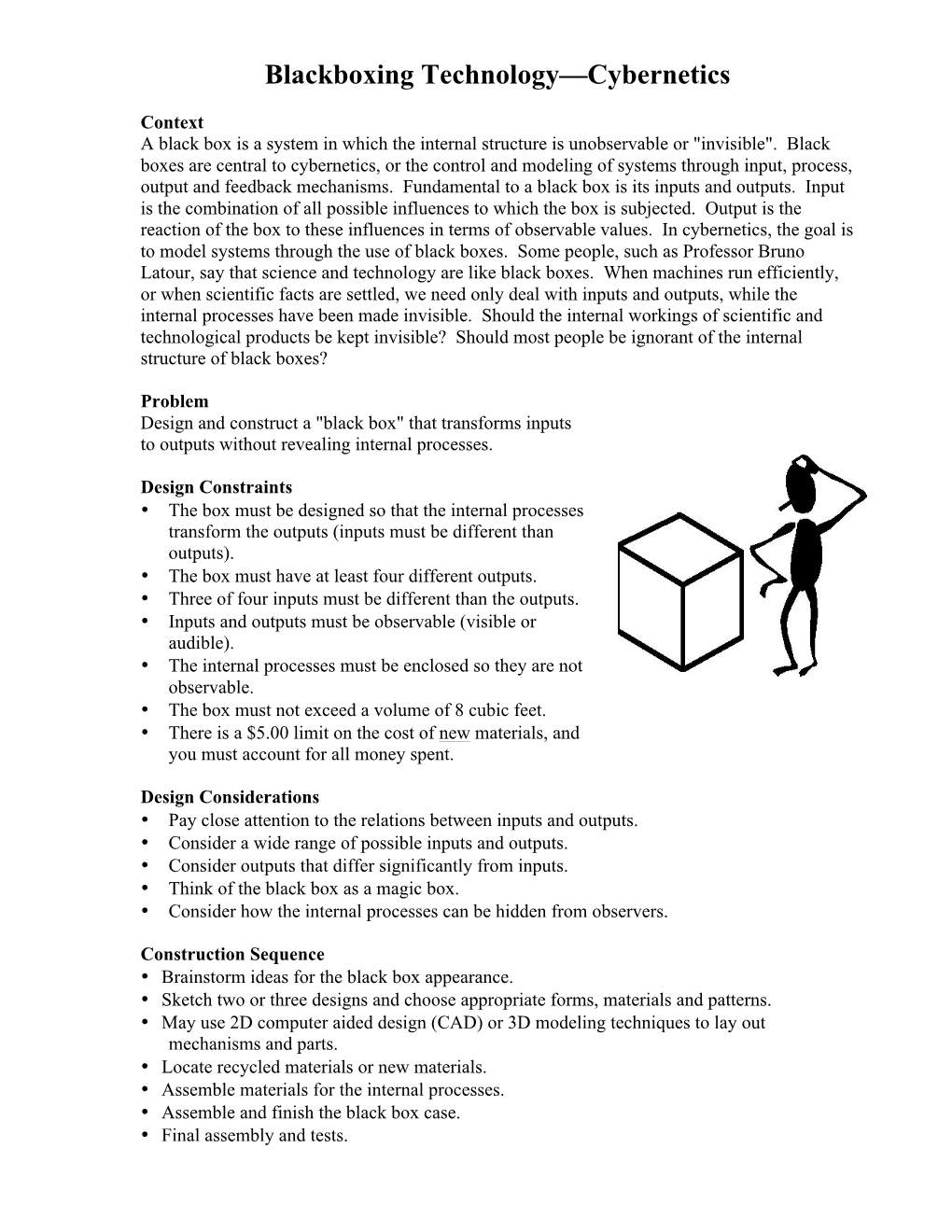 Blackboxing Technology—Cybernetics