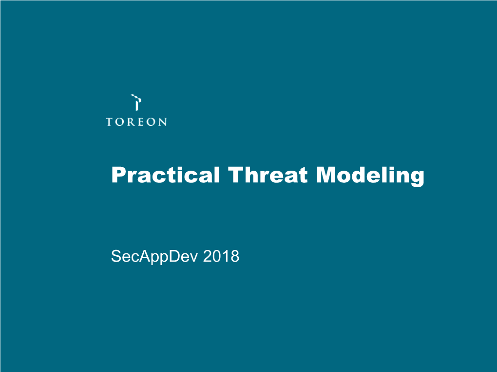 Practical Threat Modeling