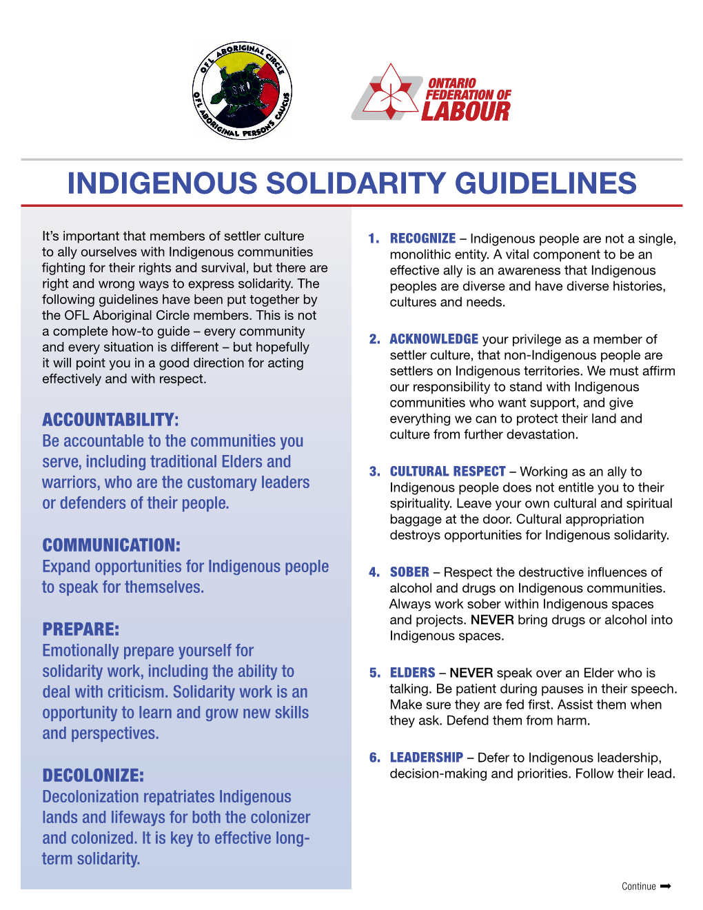 Indigenous Solidarity Guidelines