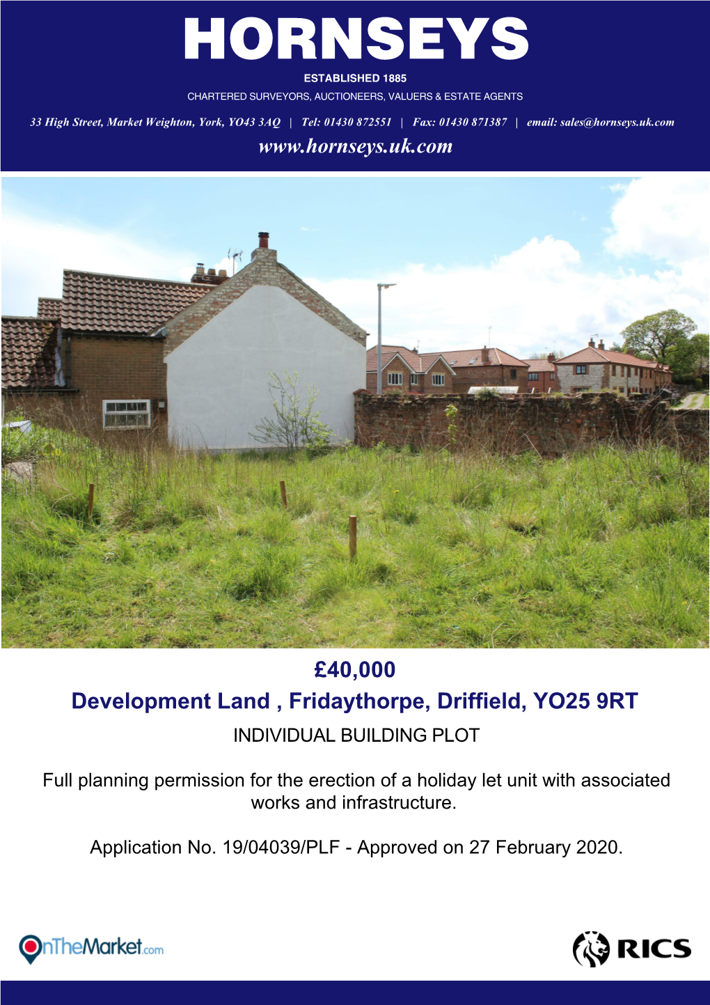 40000 Development Land , Fridaythorpe, Driffield