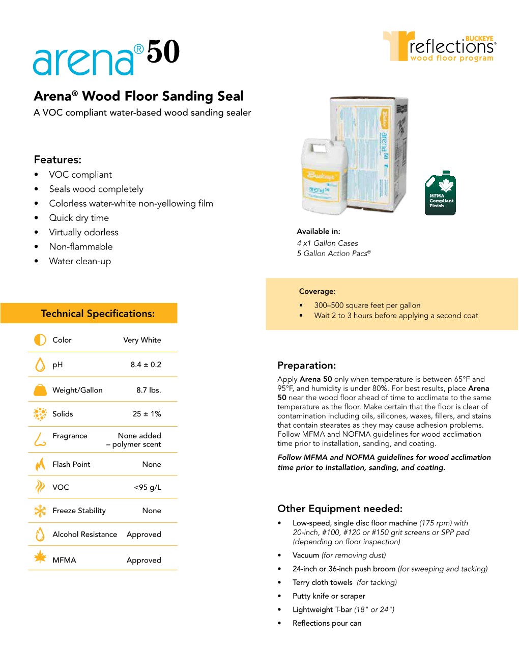 Arena® Wood Floor Sanding Seal a VOC Compliant Water-Based Wood Sanding Sealer