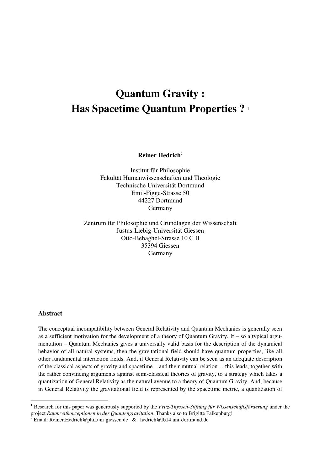 Quantum Gravity