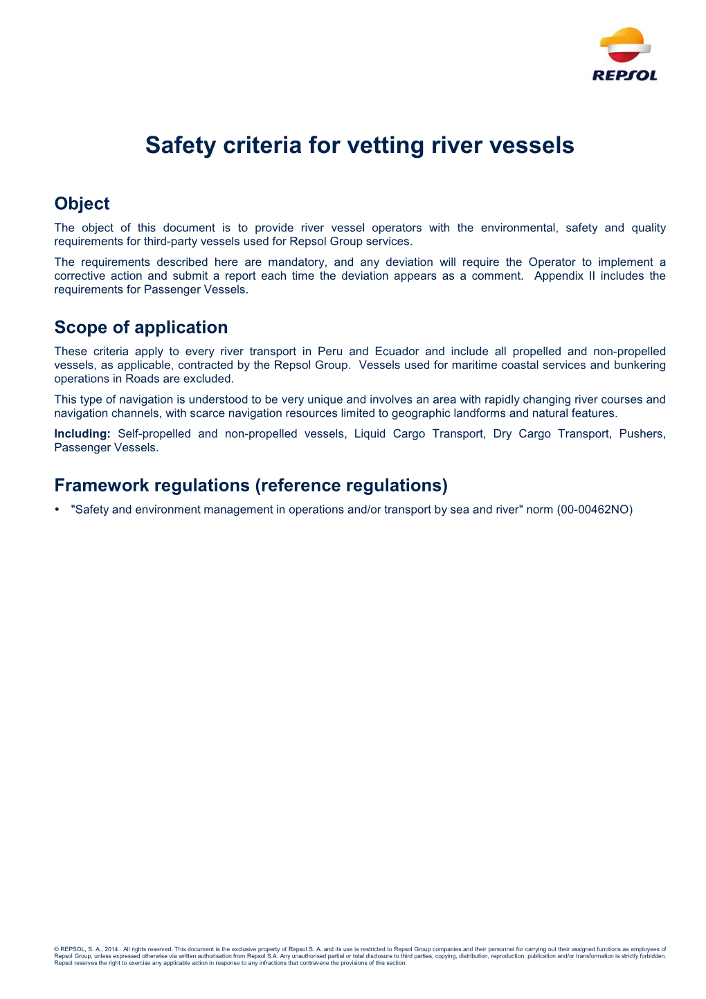 Safety Criteria for Vetting River Vessels |PDF