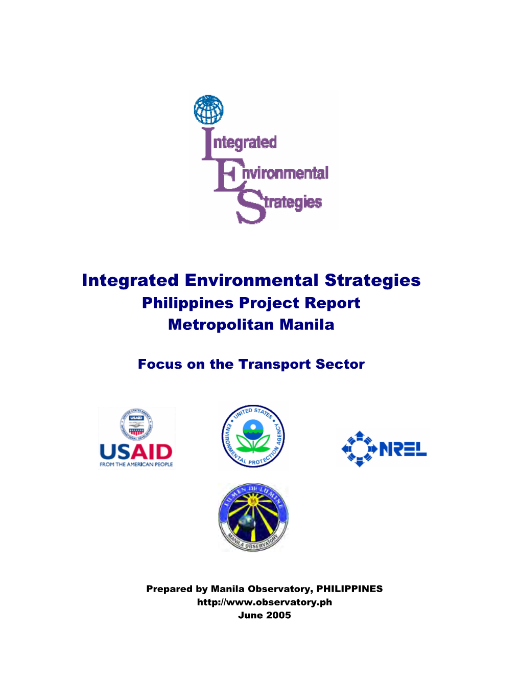 Integrated Environmental Strategies Philippines Project Report Metropolitan Manila