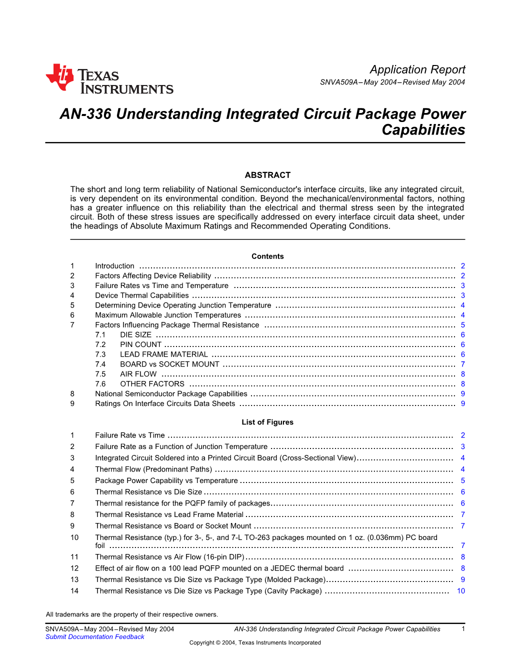 AN-336 Understanding Integrated Circuit Package Power Capabilities