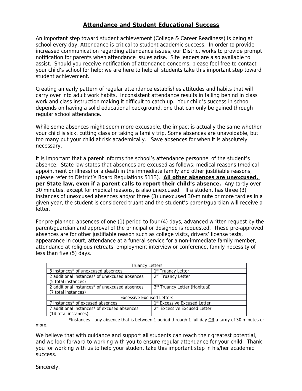 Attendance and Student Educational Success