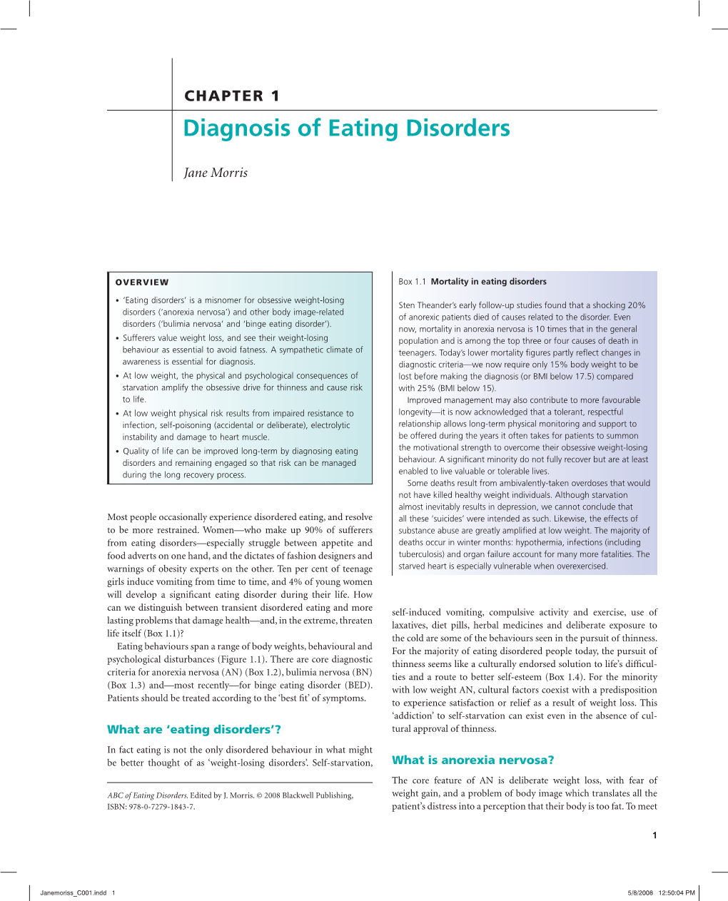 Diagnosis of Eating Disorders