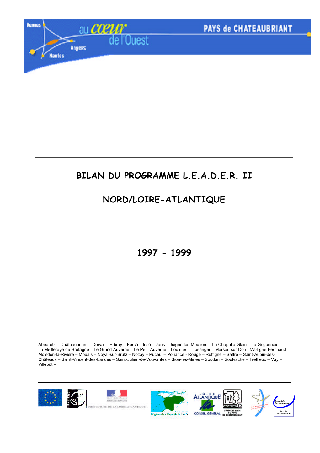 Bilan Du Programme Leader Ii Nord/Loire-Atlantique 1997