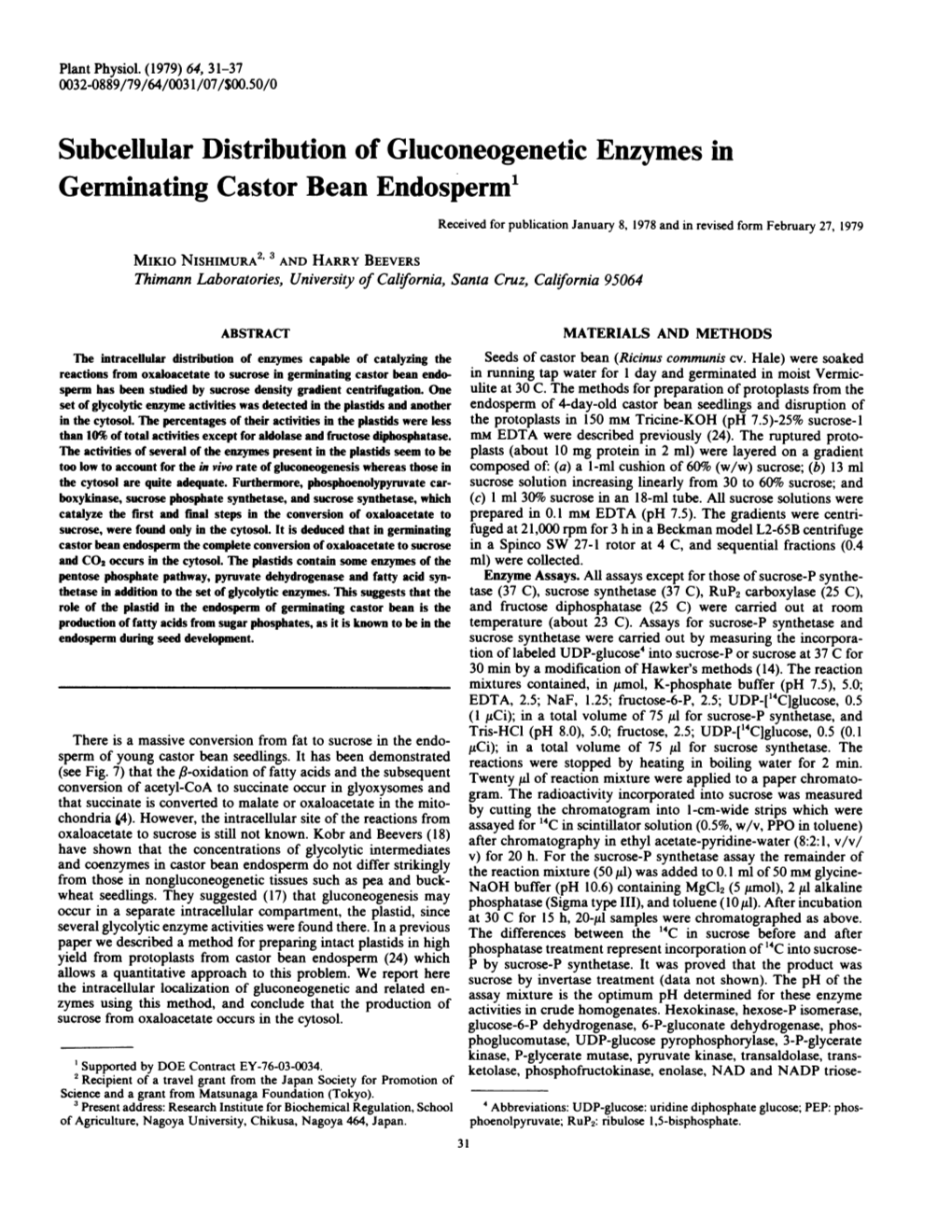 Subceilular Distribution of Gluconeogenetic Enzymes In