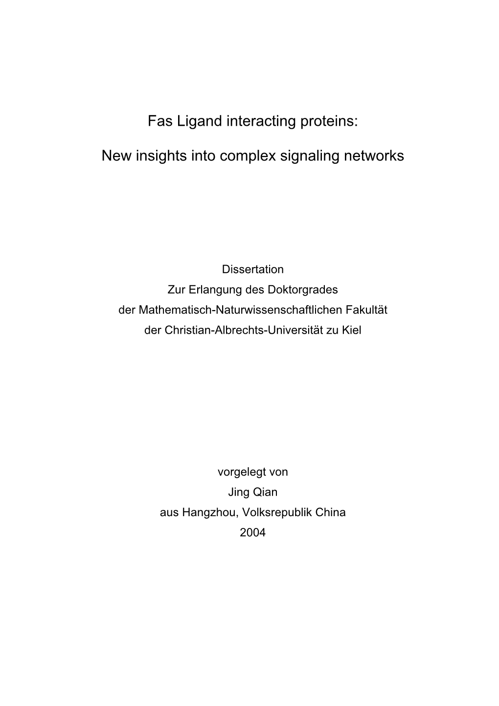 Fas Ligand Interacting Proteins