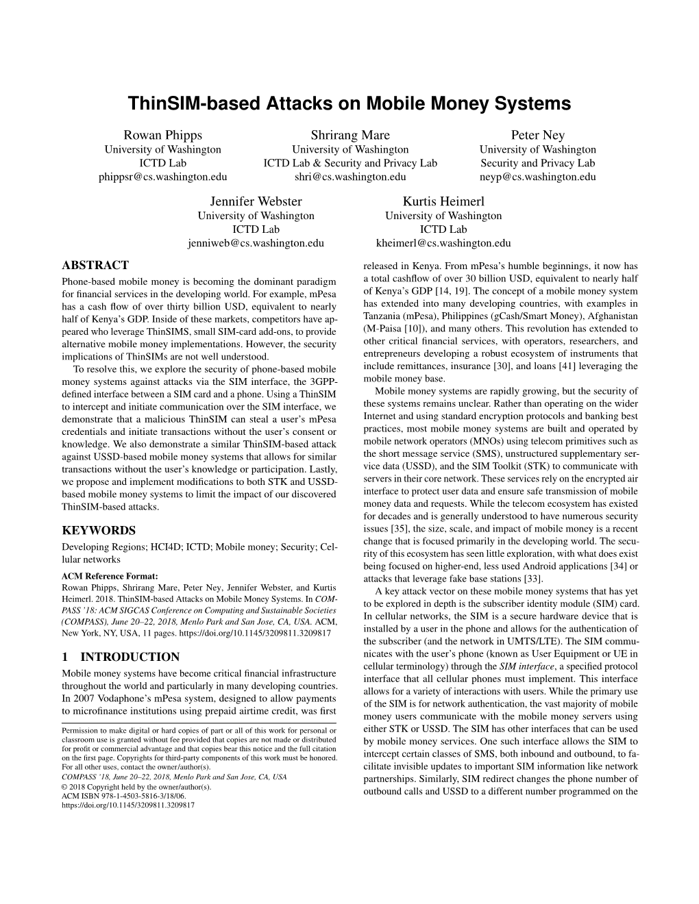 Thinsim-Based Attacks on Mobile Money Systems