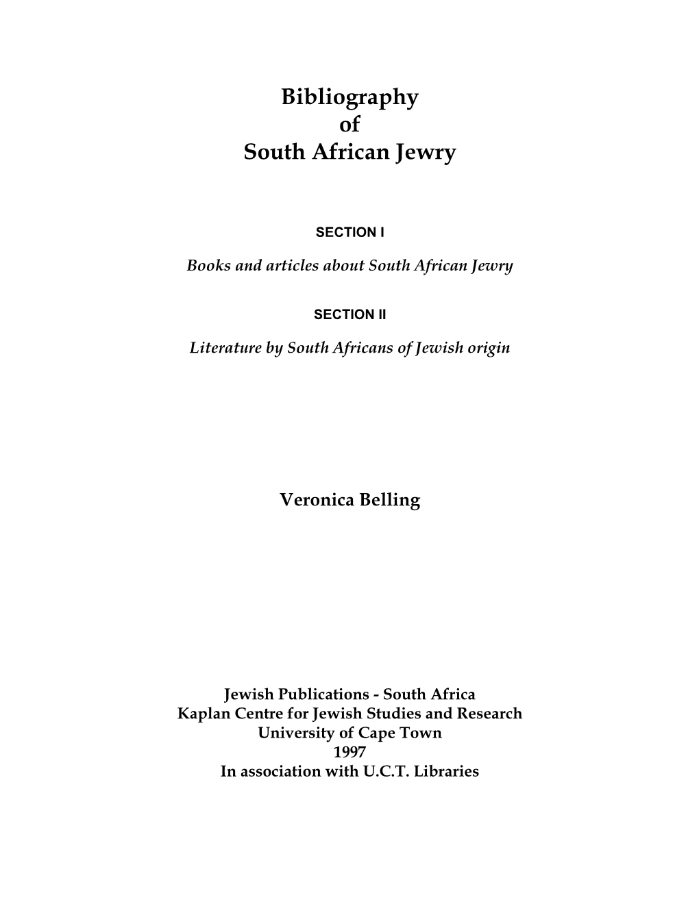 Bibliography of South African Jewry