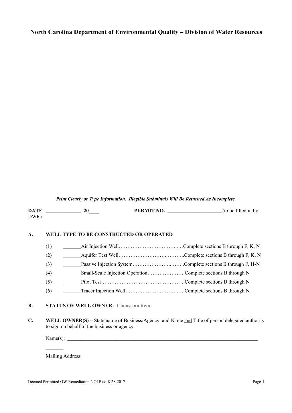 North Carolina Department of Environmental Quality Division of Water Resources s1