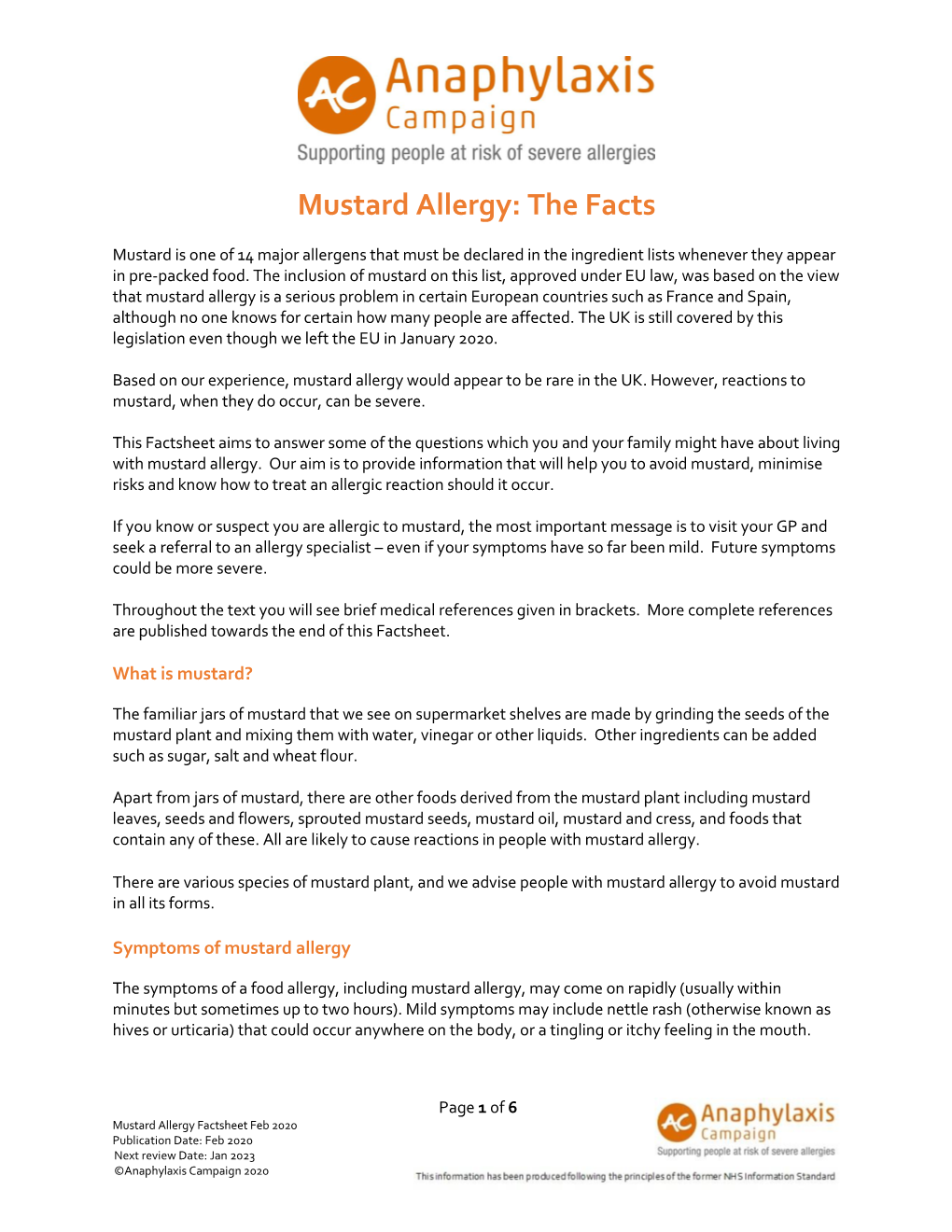 Mustard Allergy: the Facts