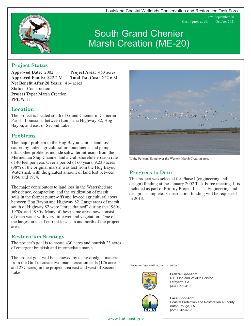 South Grand Chenier Marsh Creation (ME-20)