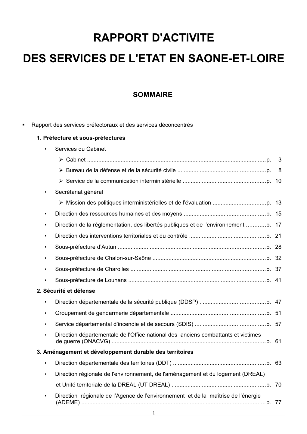 Rapport D'activite Des Services De L'etat En Saone-Et-Loire