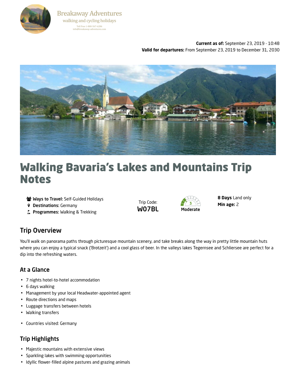 Walking Bavaria's Lakes and Mountains Trip Notes