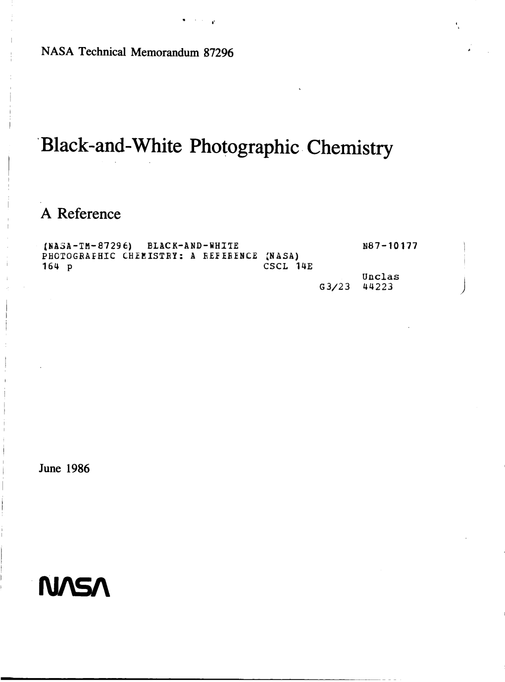 Black-And-White Photographic. Chemistry